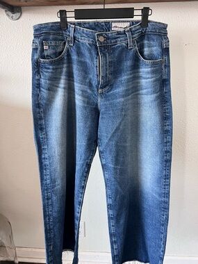 Ag Adriano Goldschmied Wide Leg Jeans in Medium Blue Wash